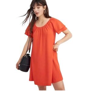 Madewell Texture & Thread Tiered Sleeve Swing Dress - Ripe Persimmon Medium